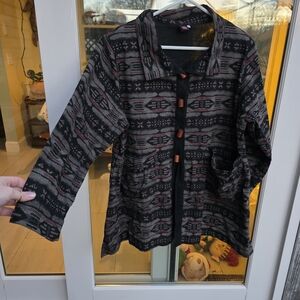 Geometric Patterned Button-Up Jacket